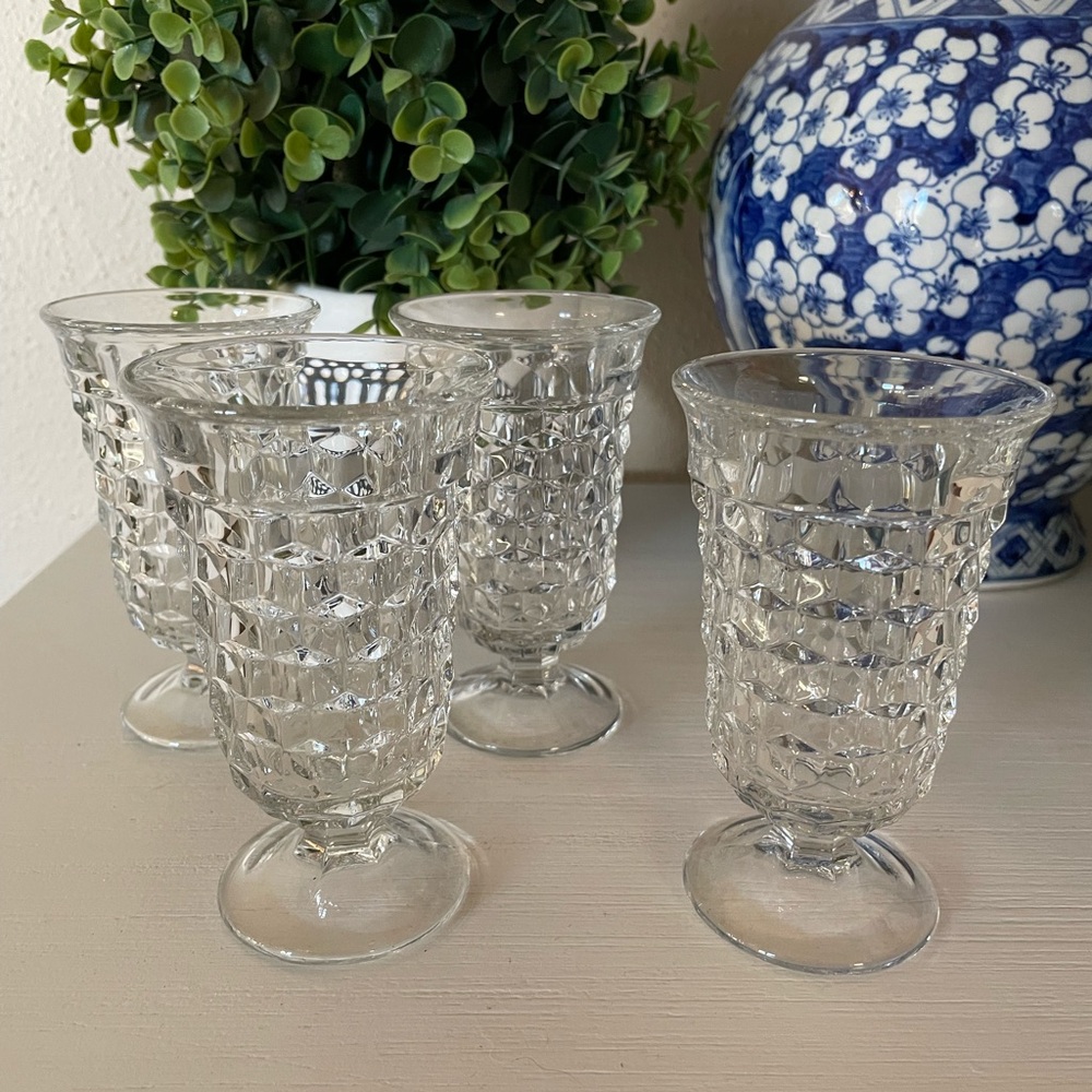 Fostoria Clear Glass Americana Footed Cordials. Set of 4
